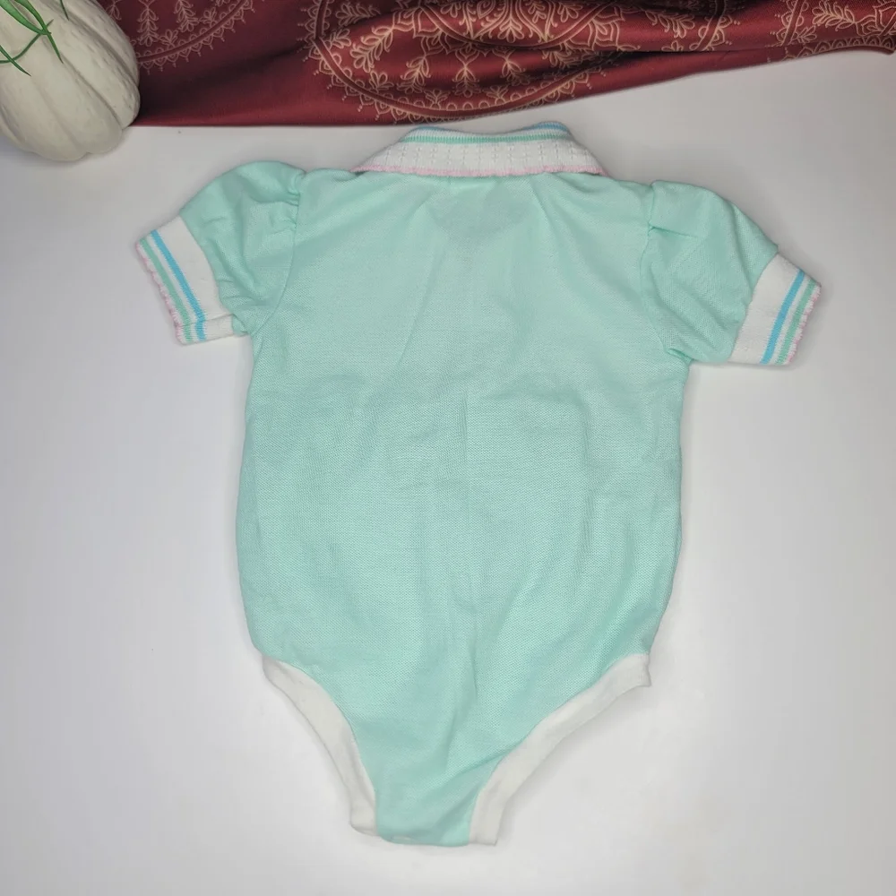 Vintage Gerber Baby Polo Romper Mint Size 12 Months